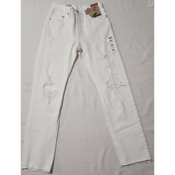 Levi's 501 original 26x30 sit at waist women-button fly white - Picture 1 of 7